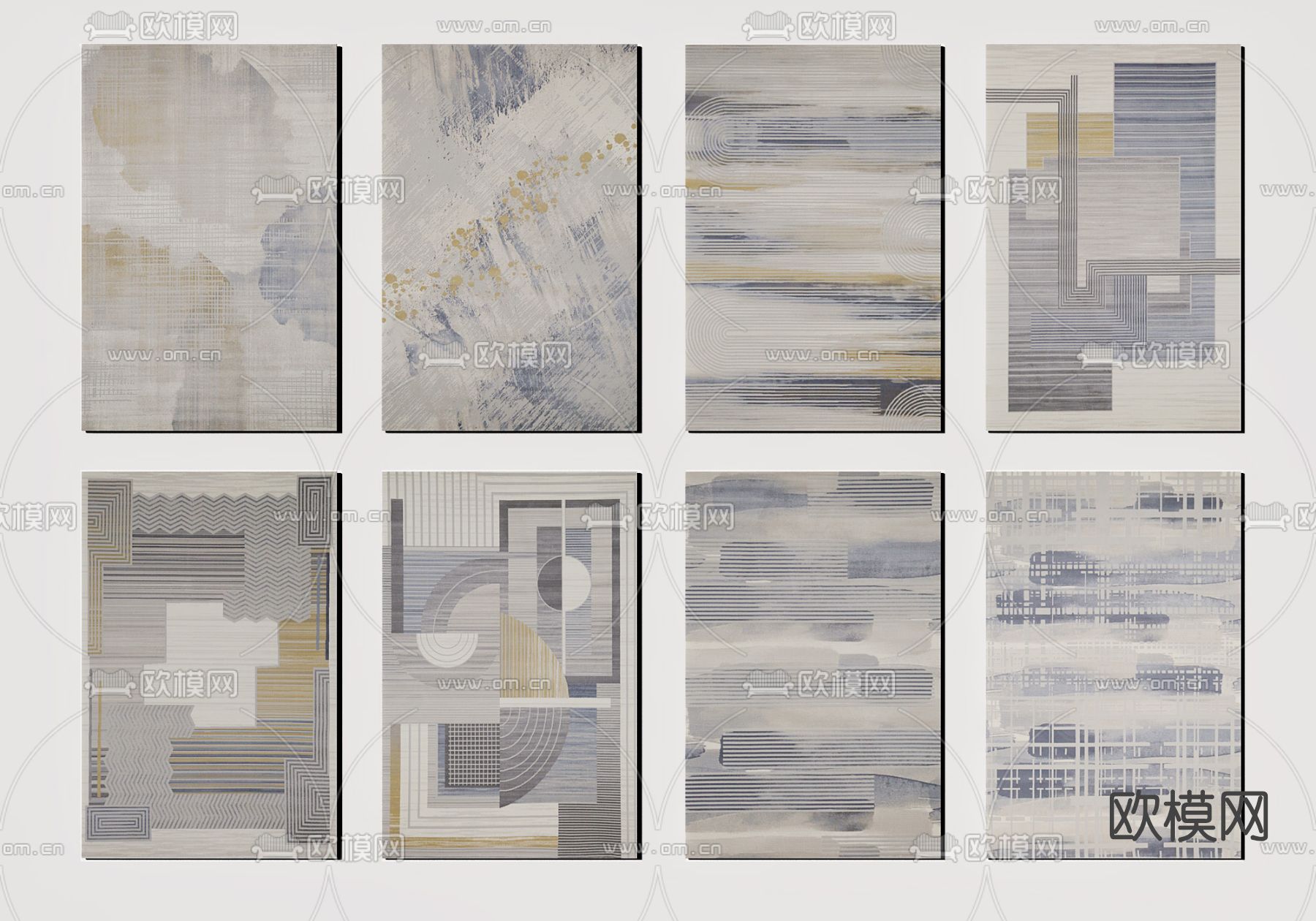 现代印花地毯3d模型下载