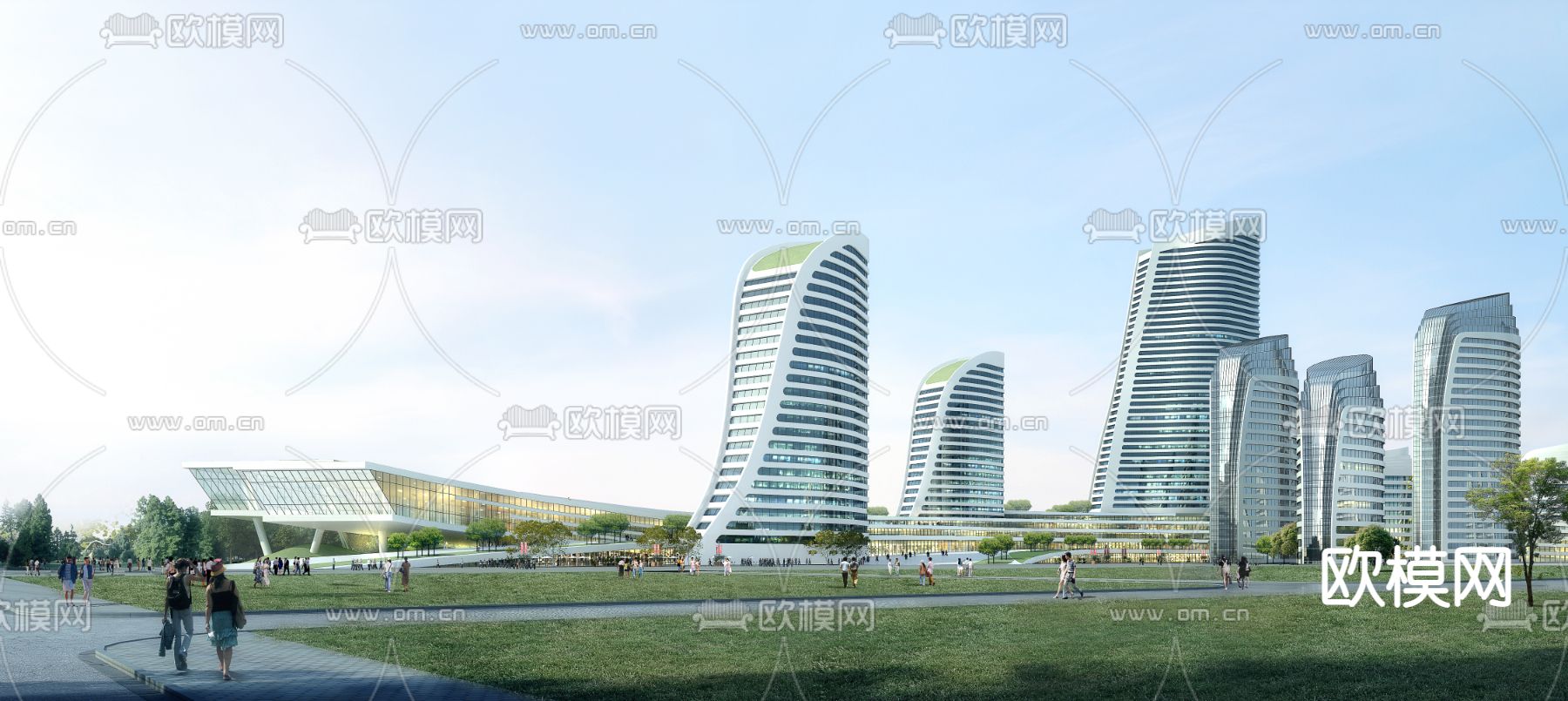 现代酒店建筑外观3d模型下载