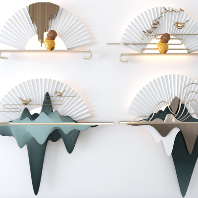 折扇墙饰挂件3d模型