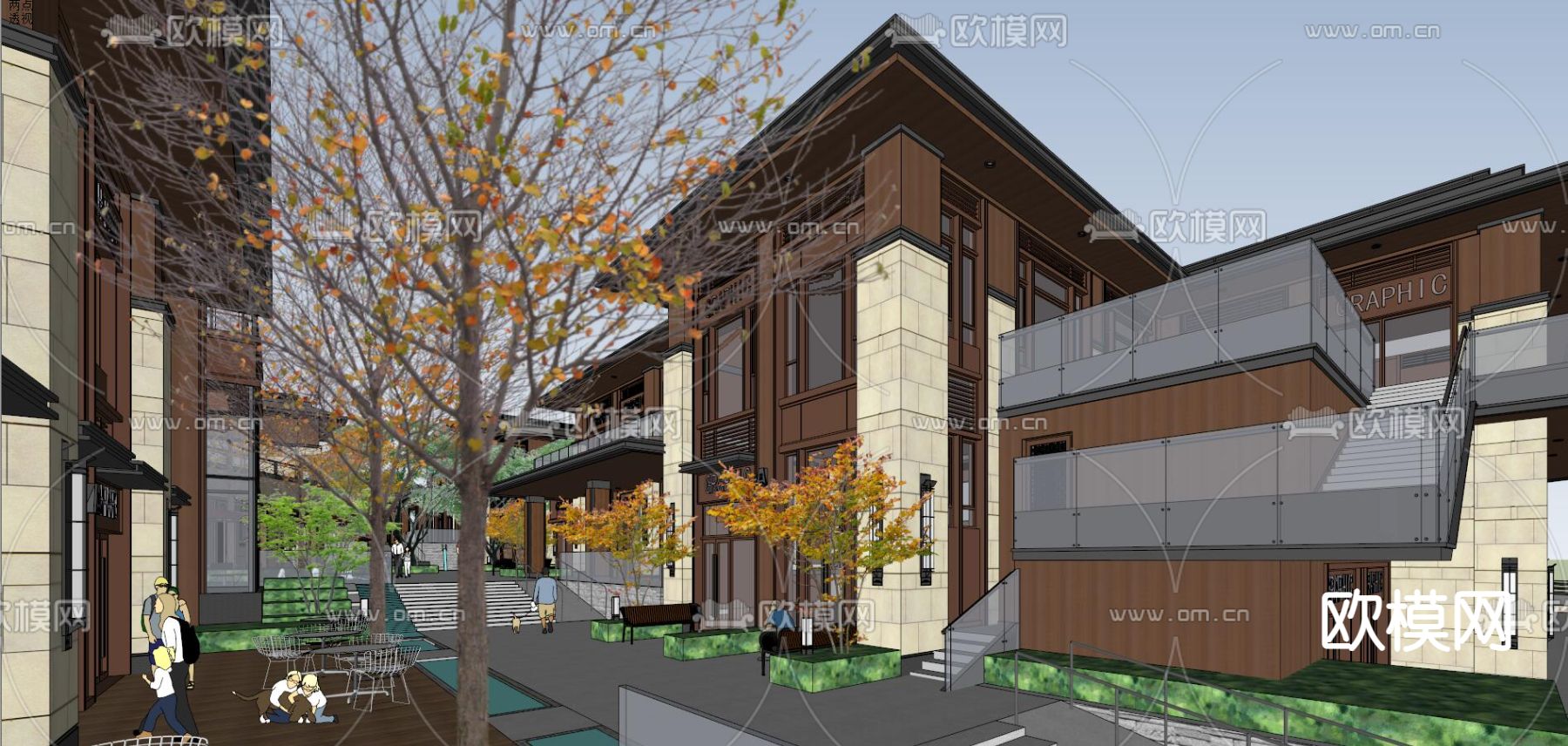 现代商业街su模型下载（渲染图9）