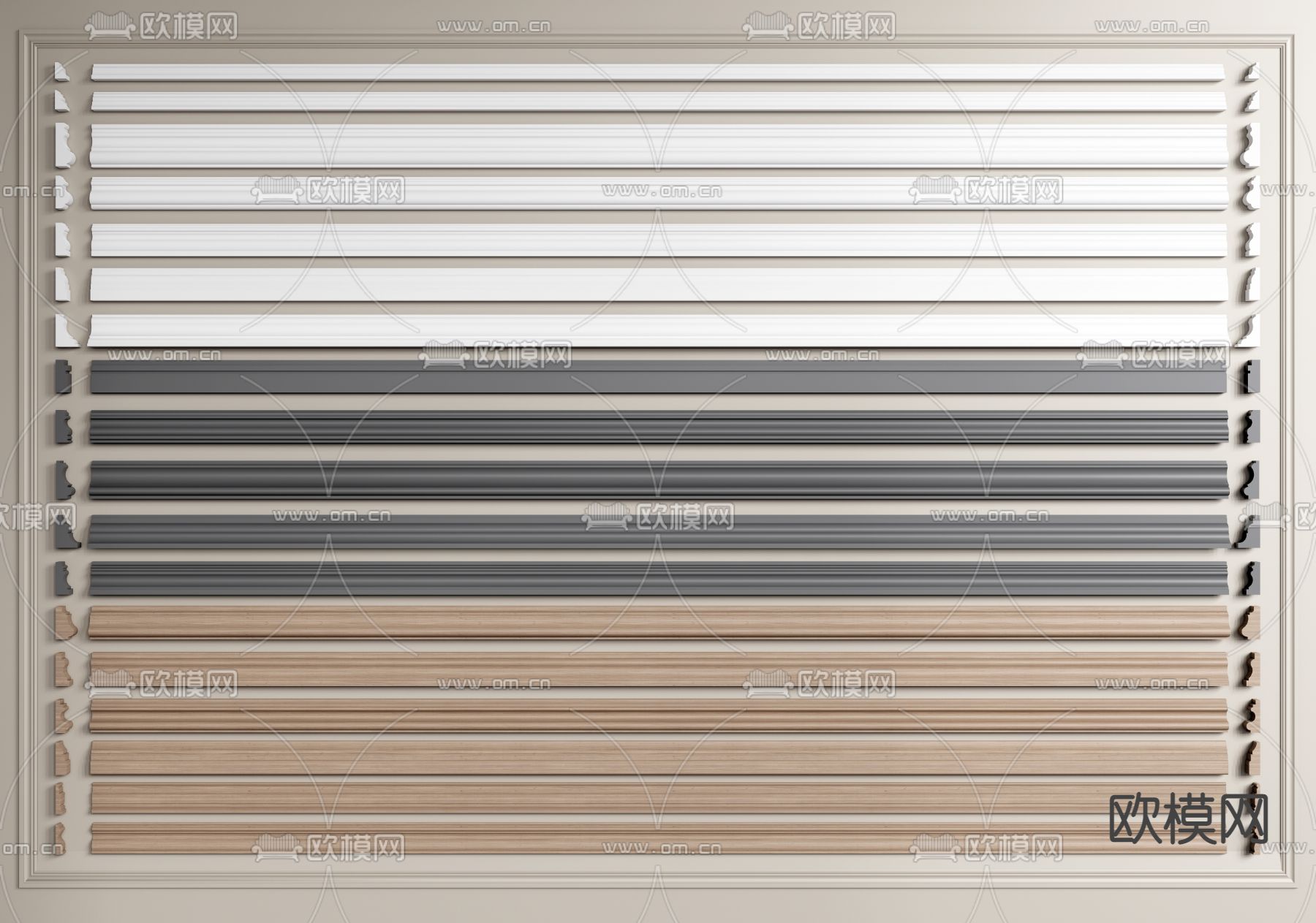 现代石膏线条踢脚线角线3d模型下载