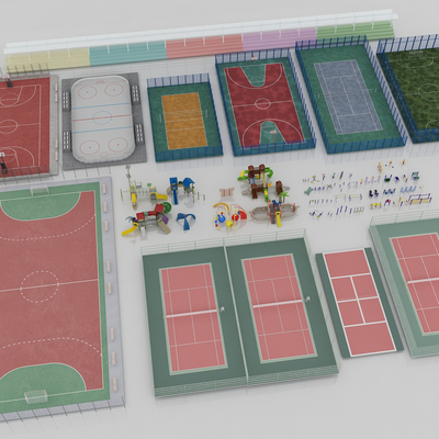  现代篮球场su模型 