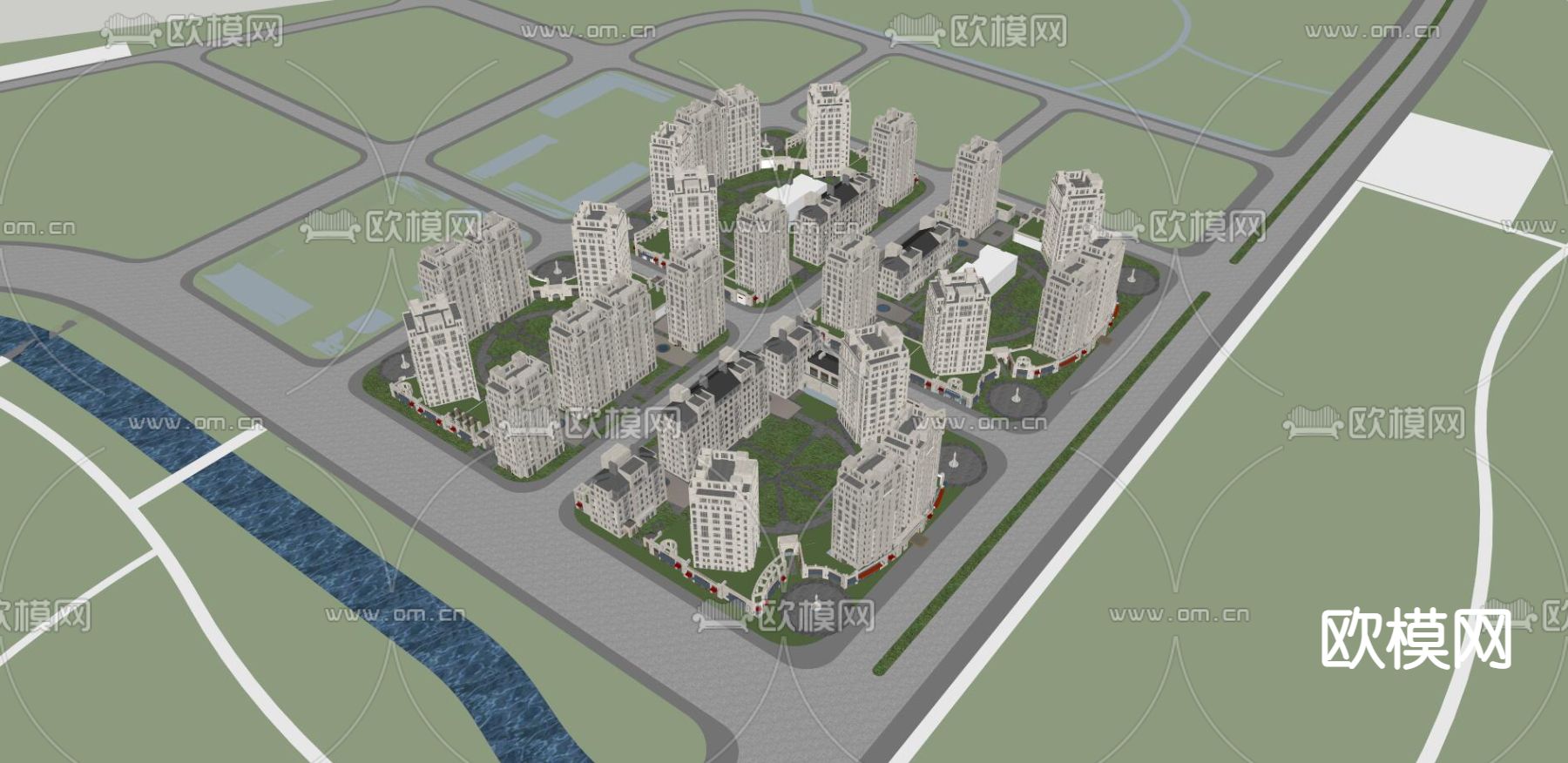 新古典高品质住宅小区su模型