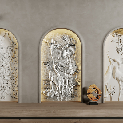 中式花鸟浮雕su模型