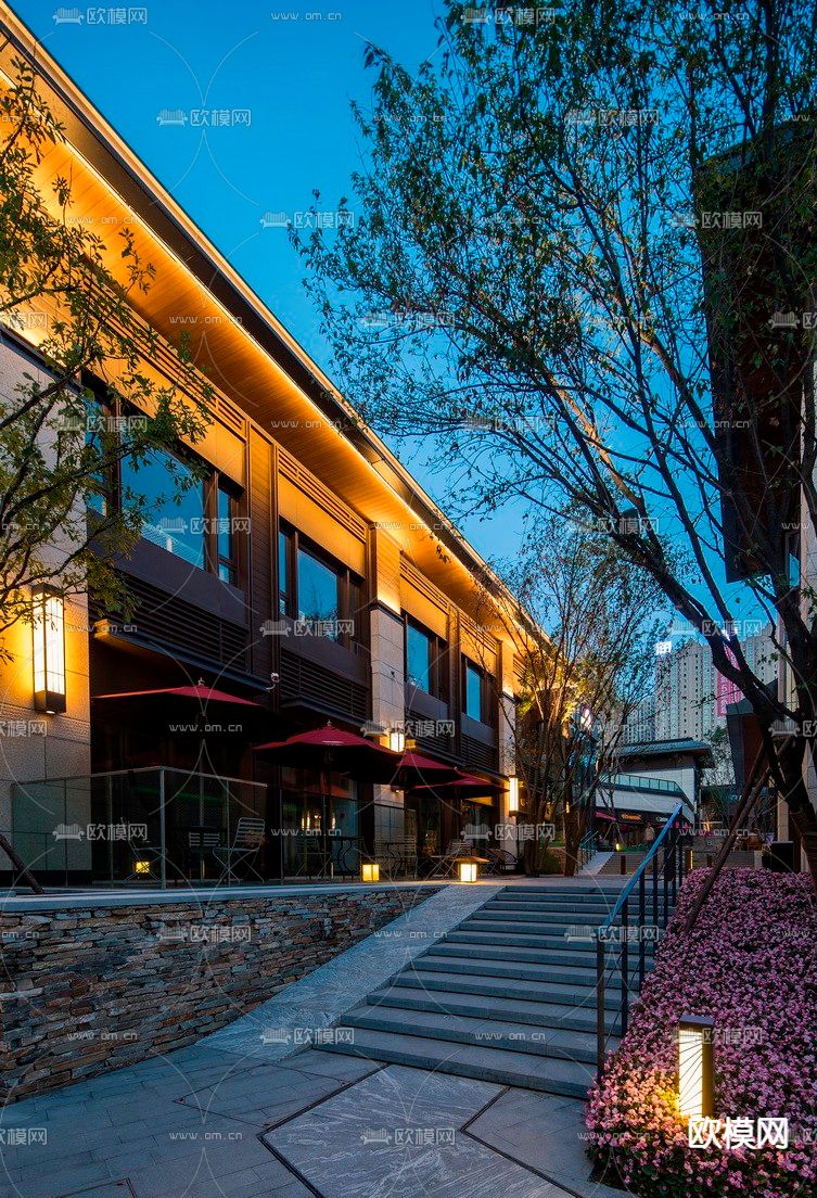 现代商业街su模型下载（渲染图5）