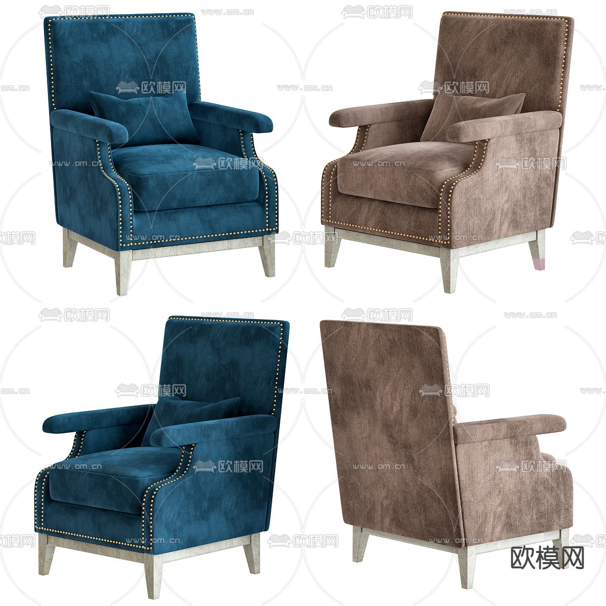 现代布艺单人沙发3d模型下载