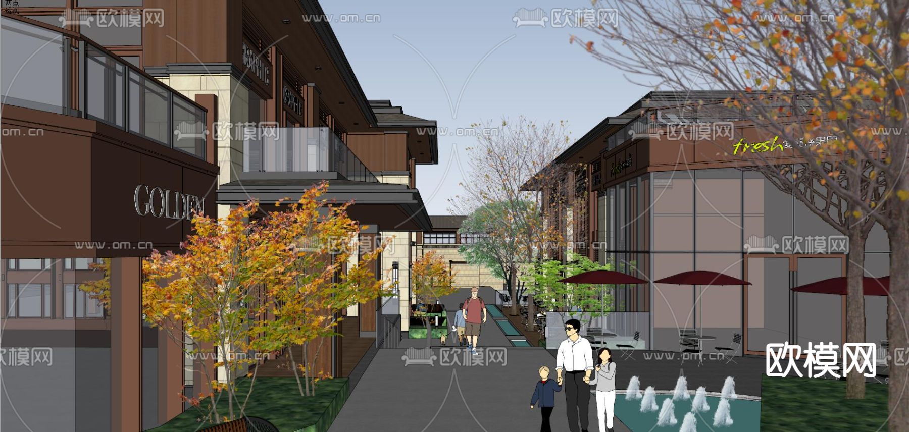 现代商业街su模型下载（渲染图10）