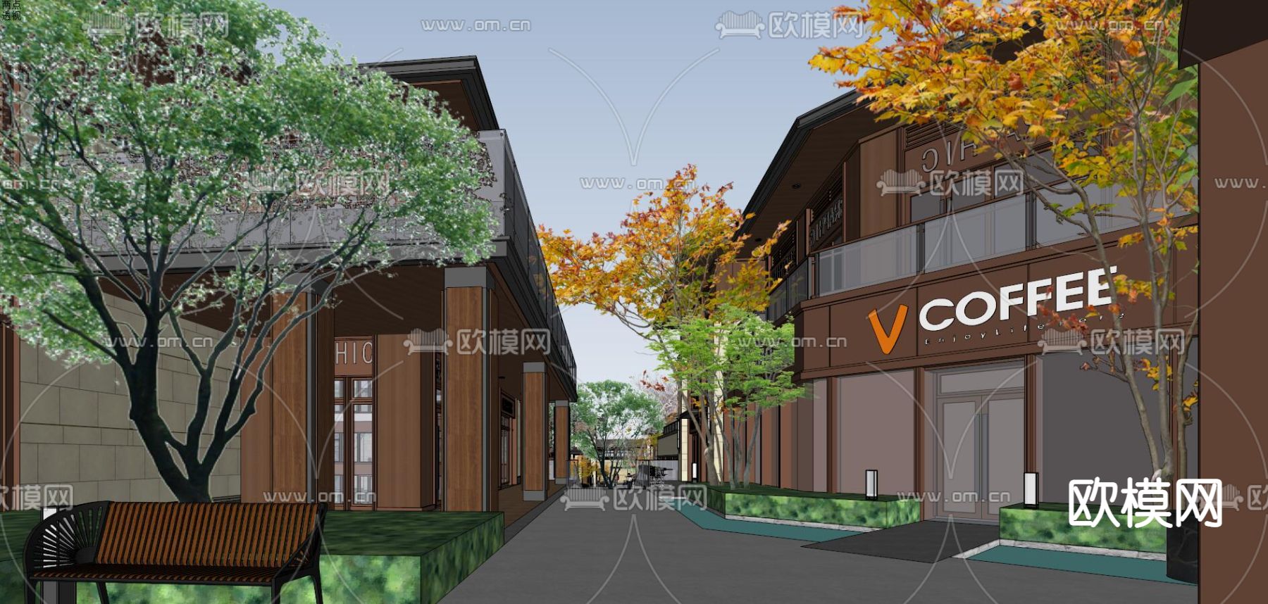 现代商业街su模型下载（渲染图8）