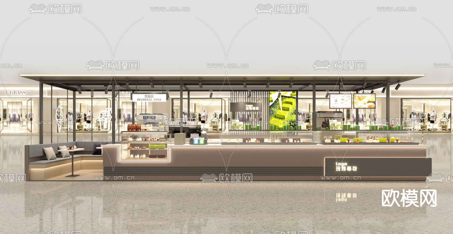 现代甜品店奶茶店3d模型下载