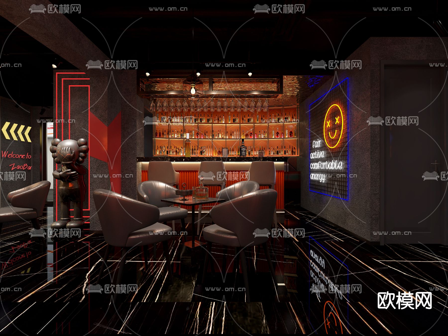 工业风剧本杀大厅3d模型下载（渲染图3）