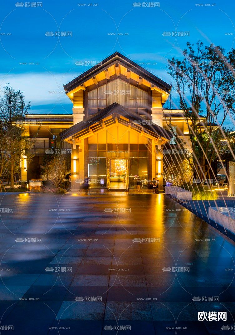 现代商业街su模型下载（渲染图3）