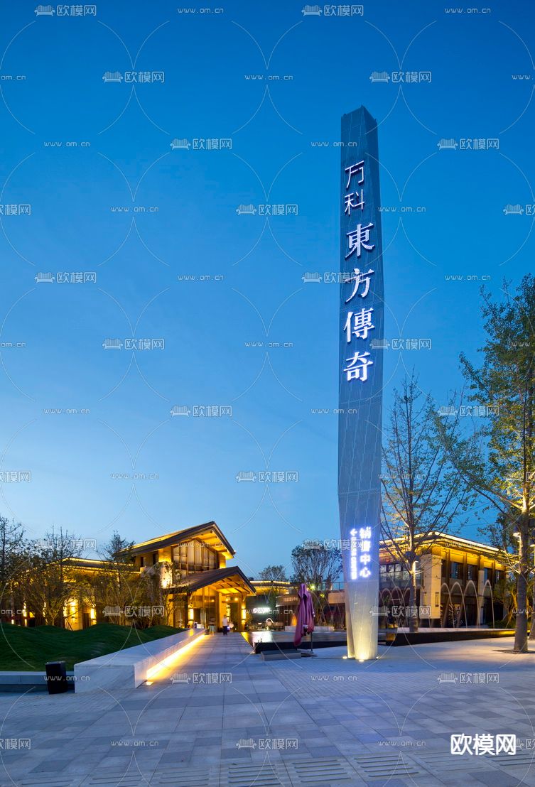 现代商业街su模型下载（渲染图1）