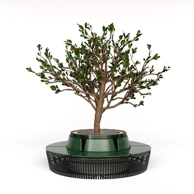  现代户外树池座椅su模型 