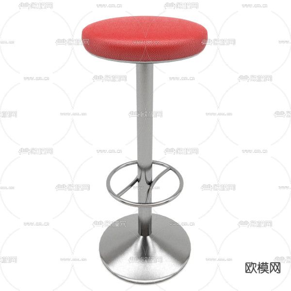 现代简约不锈钢皮革吧台椅免费3d模型下载