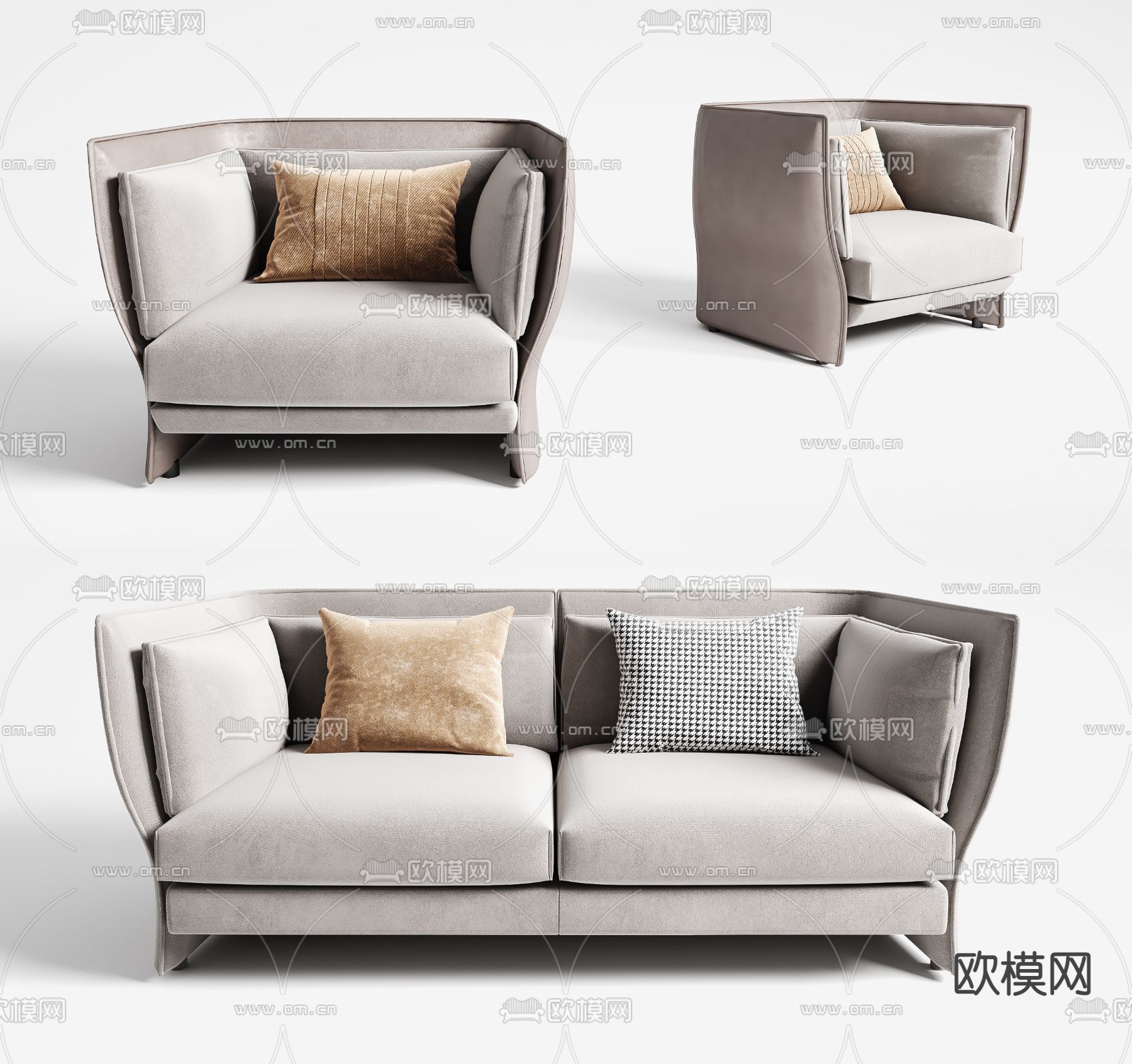 现代双人沙发3d模型下载