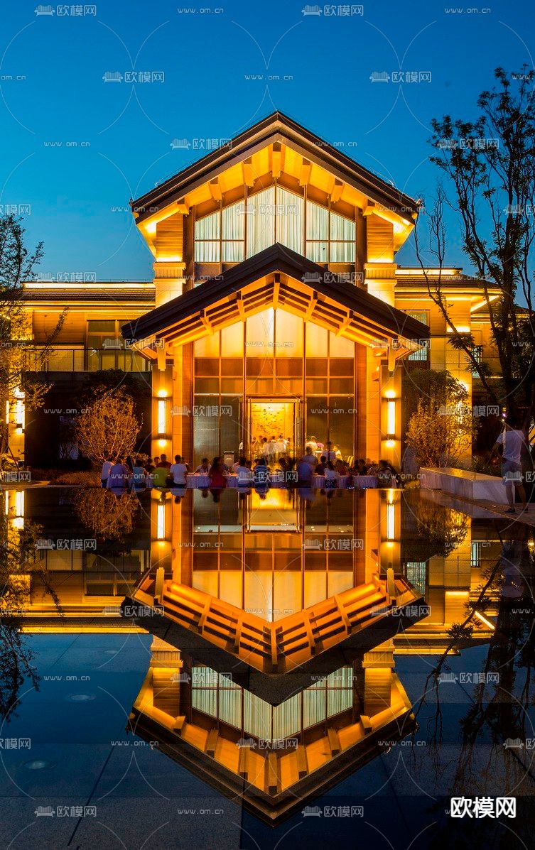 现代商业街su模型下载（渲染图2）