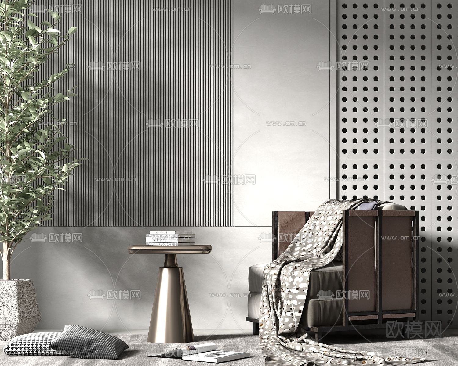 新中式布艺休闲沙发3d模型下载