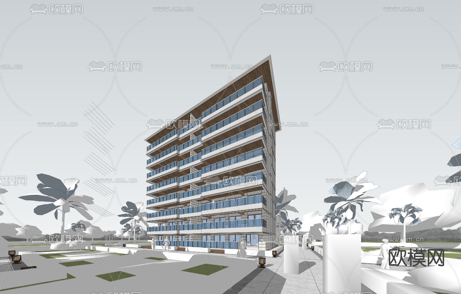 现代高层洋房su模型下载（渲染图3）