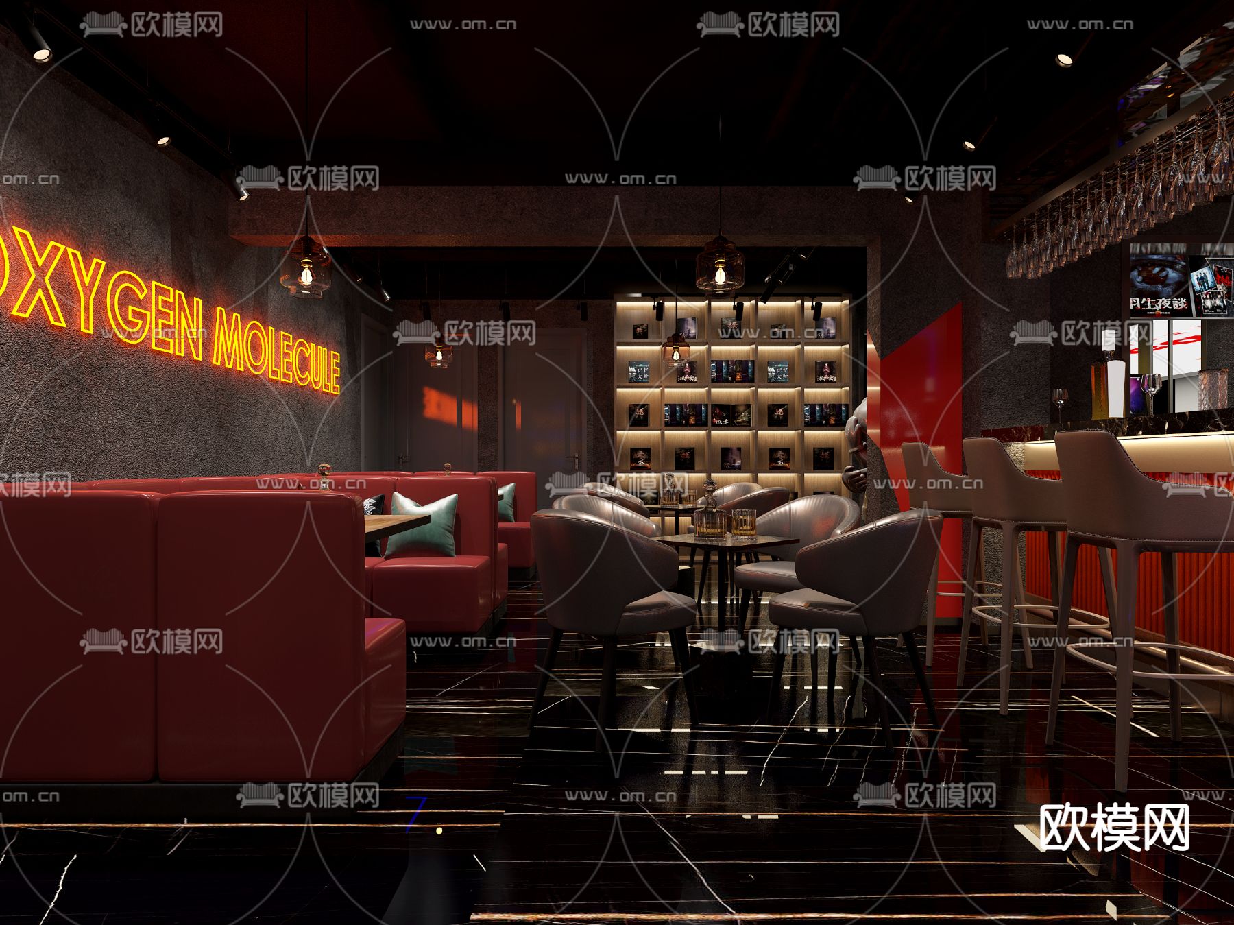 工业风剧本杀大厅3d模型下载（渲染图2）