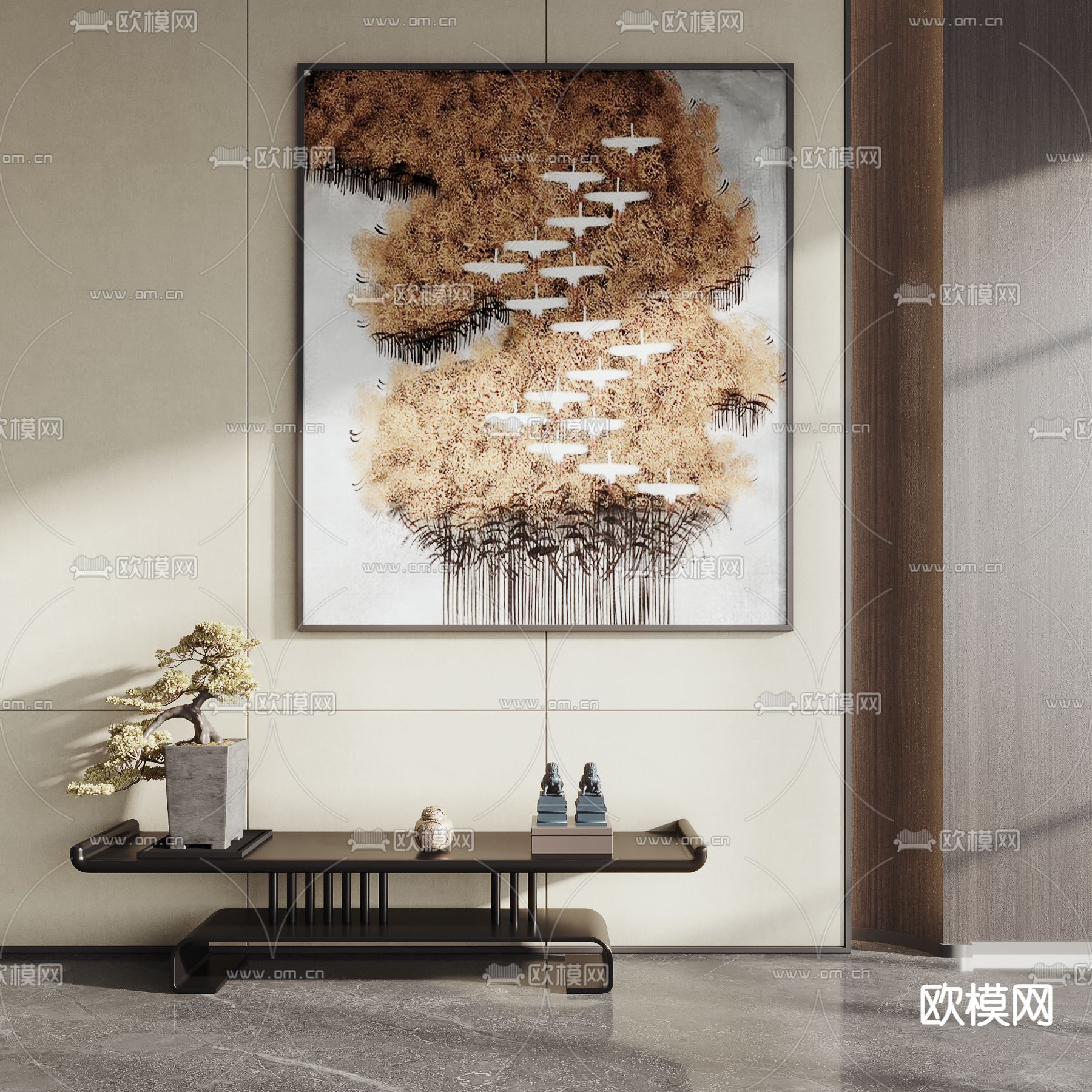 新中式装饰画挂画su模型