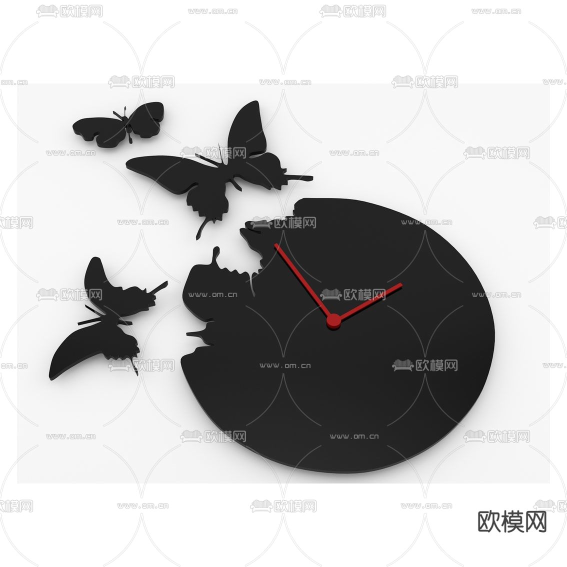 现代简约蝴蝶艺术挂钟免费3d模型下载