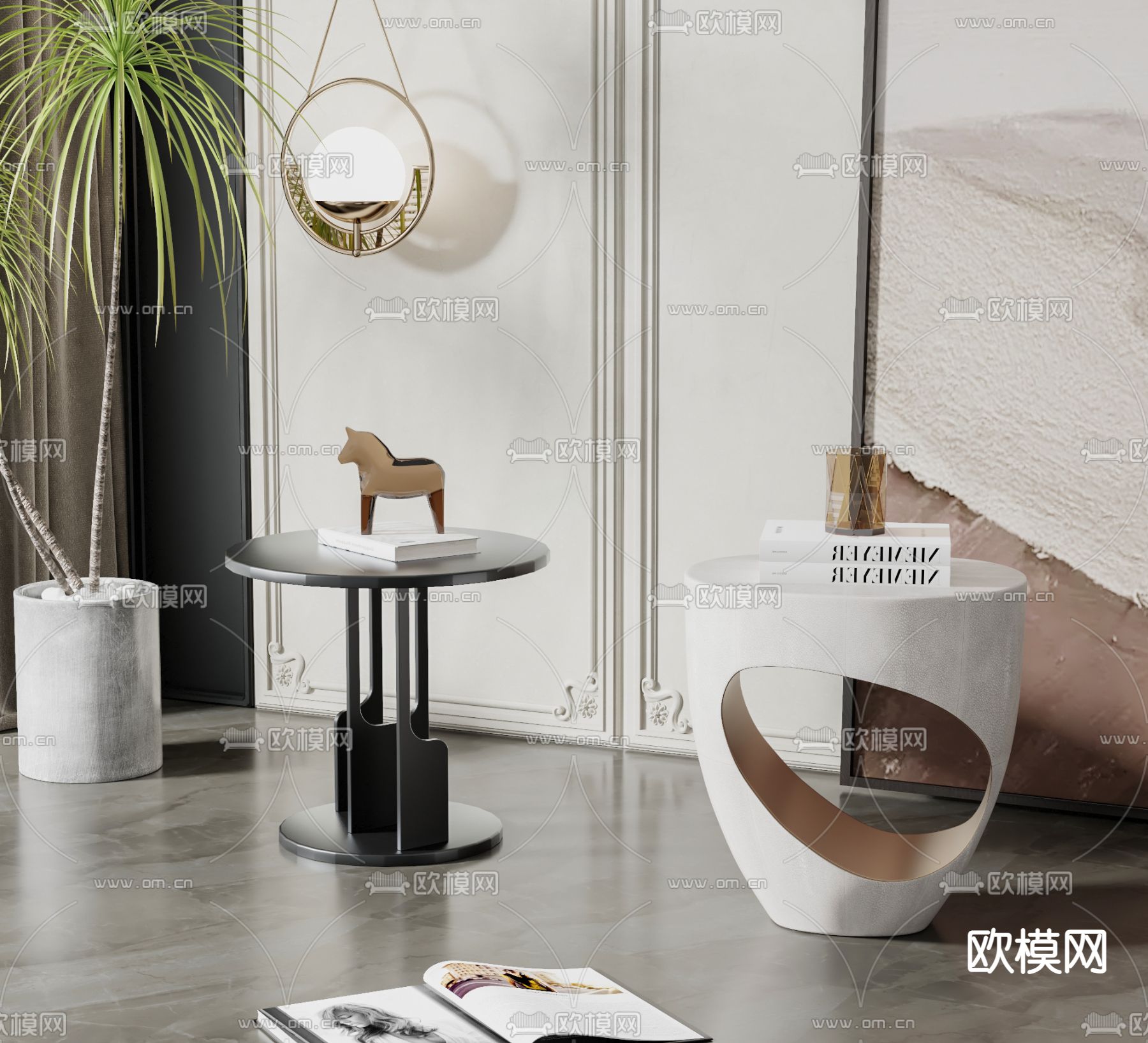 现代边几角几3d模型下载