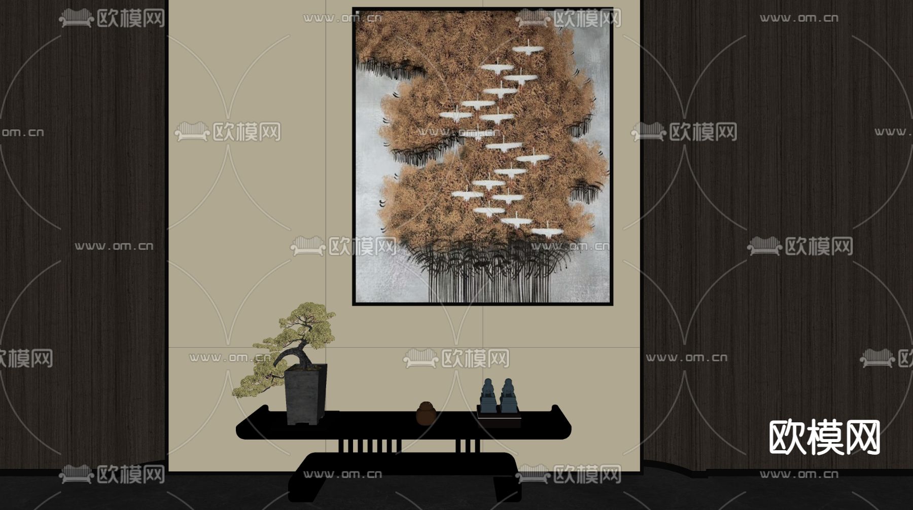 新中式装饰画挂画su模型