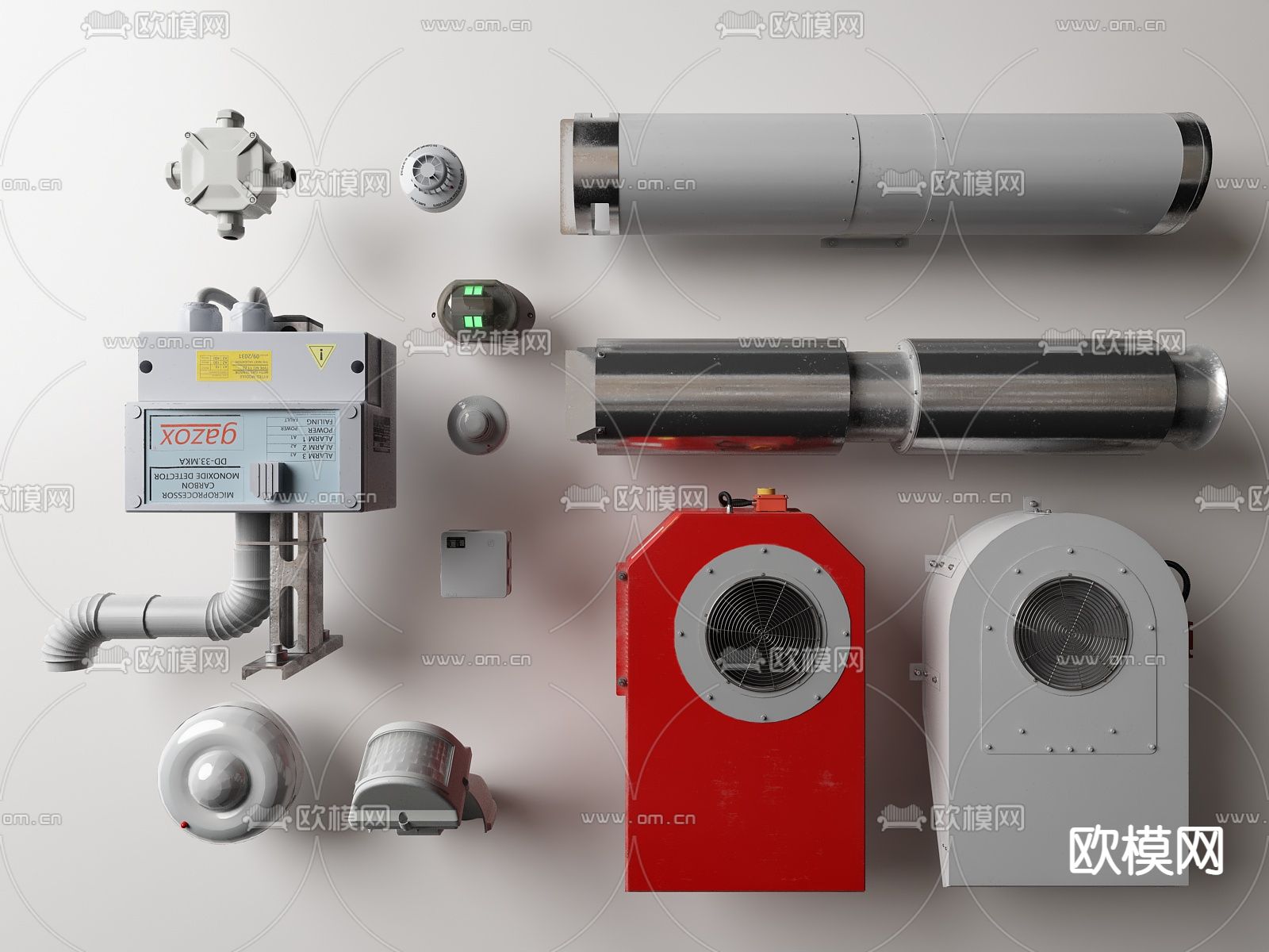 现代消防警报器su模型下载（渲染图1）