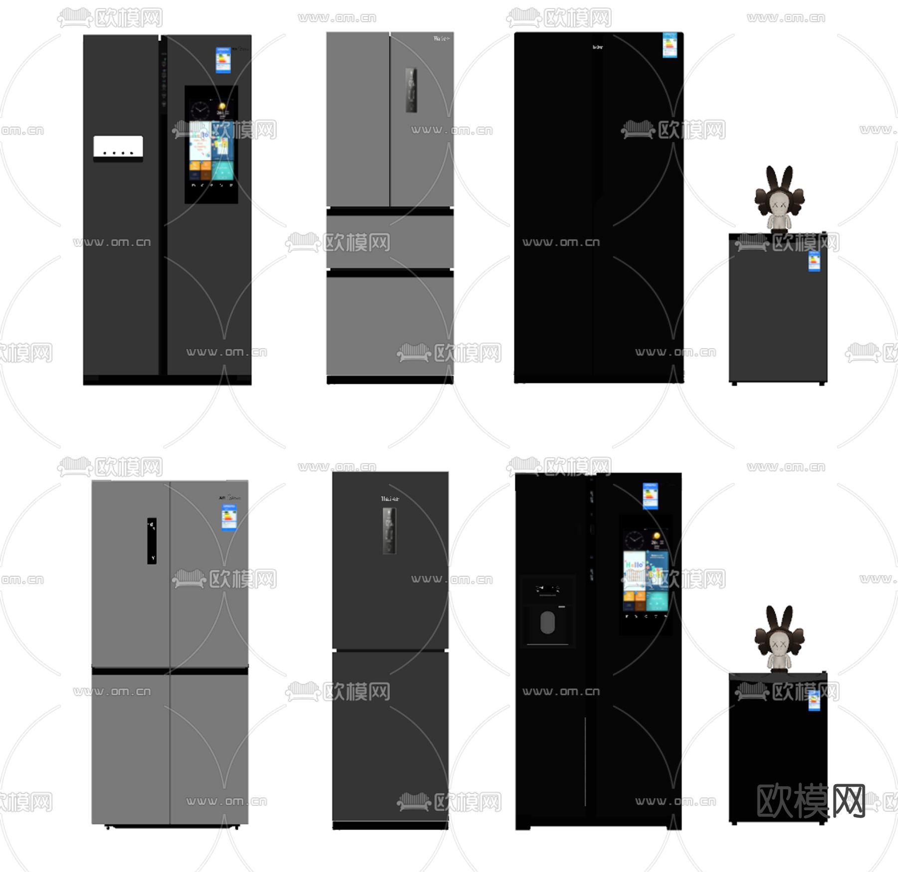 现代冰箱su模型下载（渲染图2）