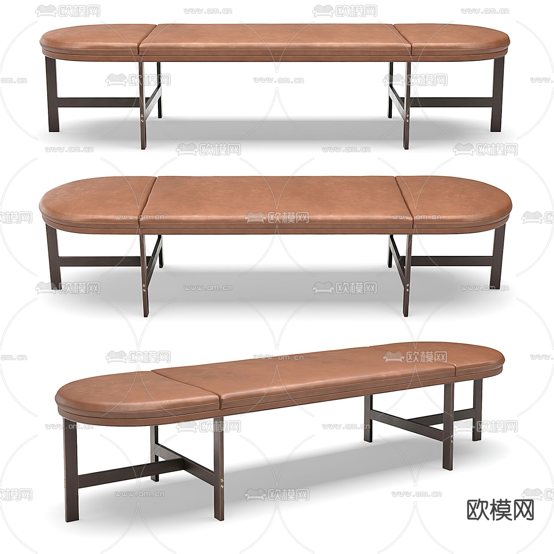 BAXTER 皮革床尾凳3d模型下载