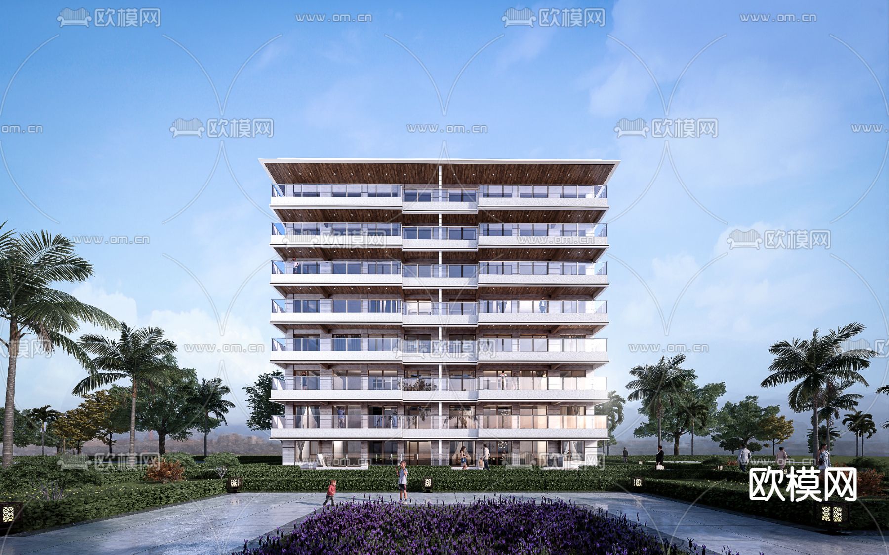 现代高层洋房su模型下载（渲染图2）