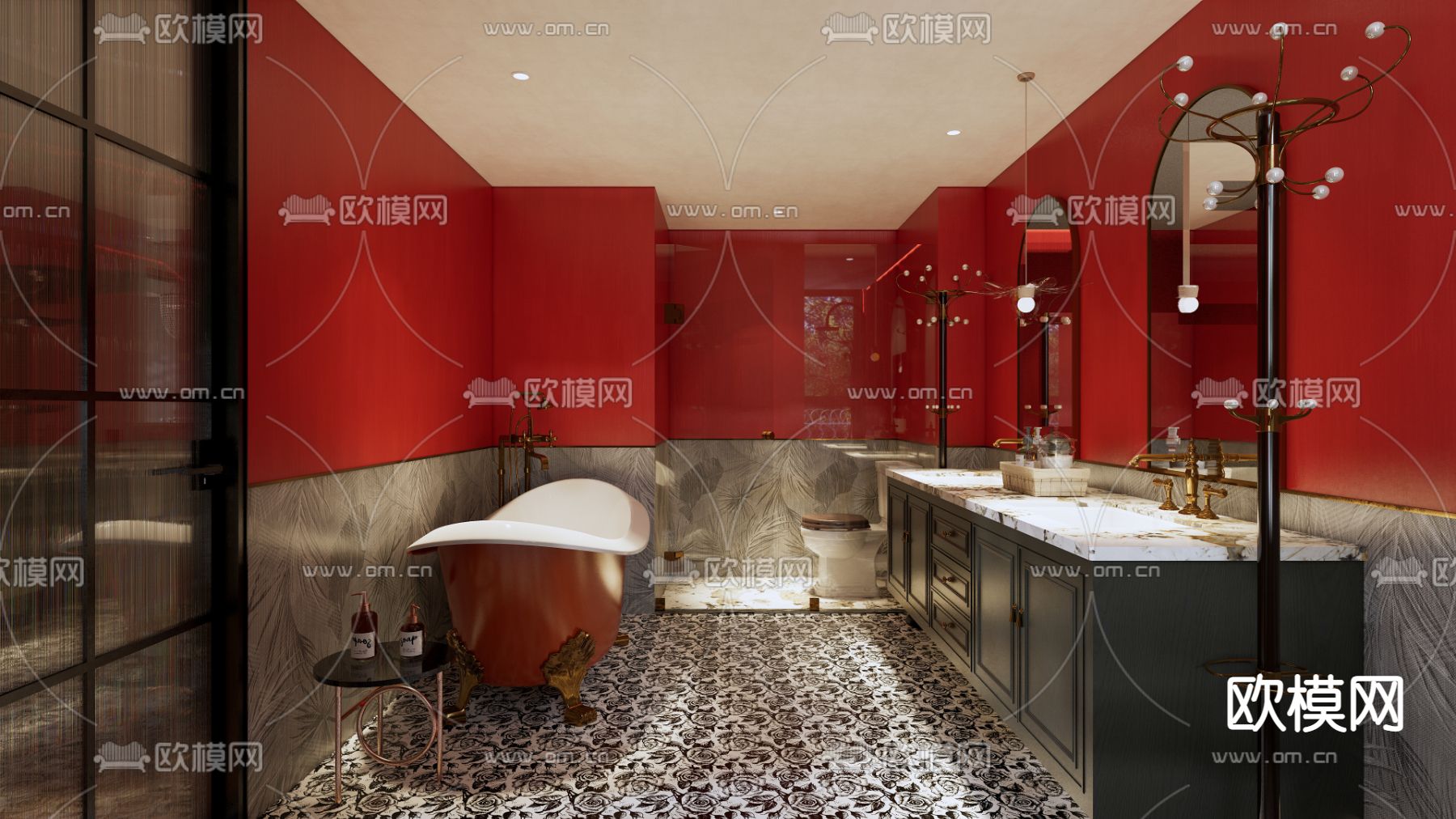 新古典复古风卫生间su模型
