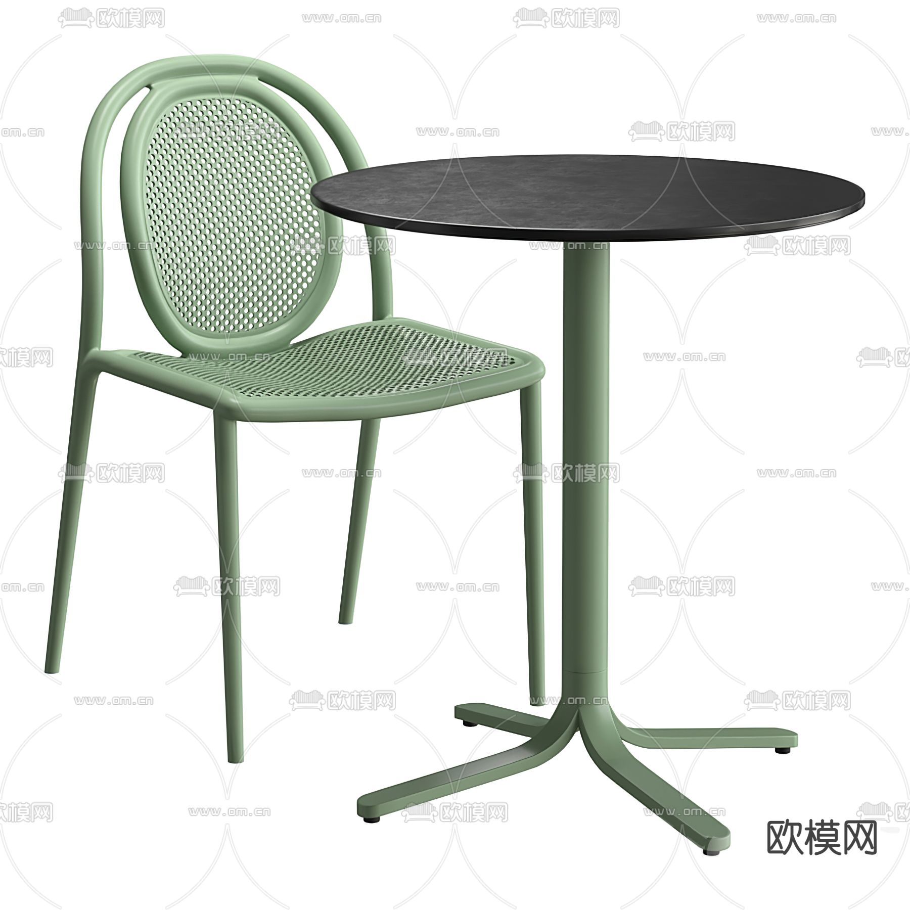 现代金属圆形休闲桌椅3d模型