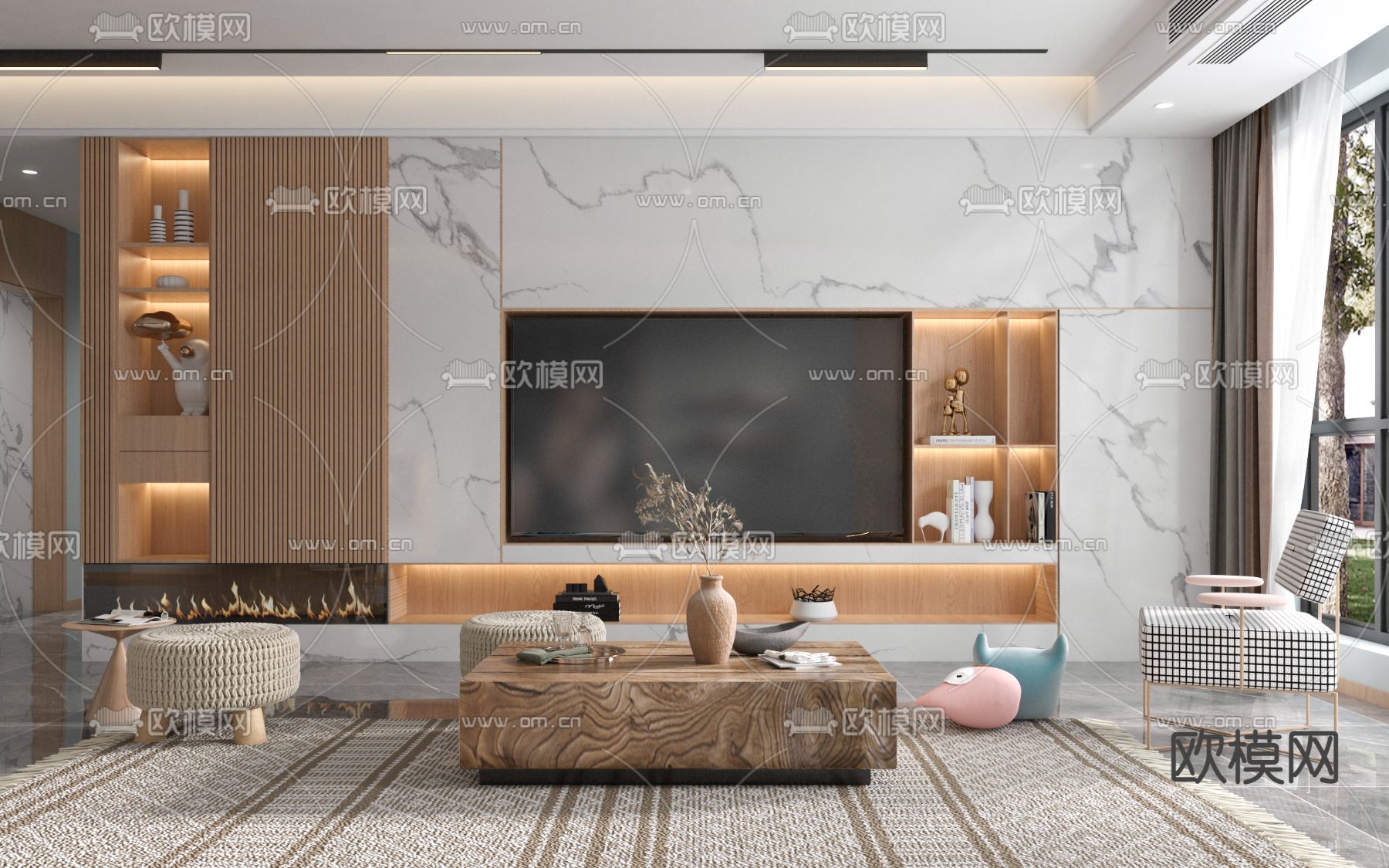 北欧客厅3d模型下载（渲染图1）