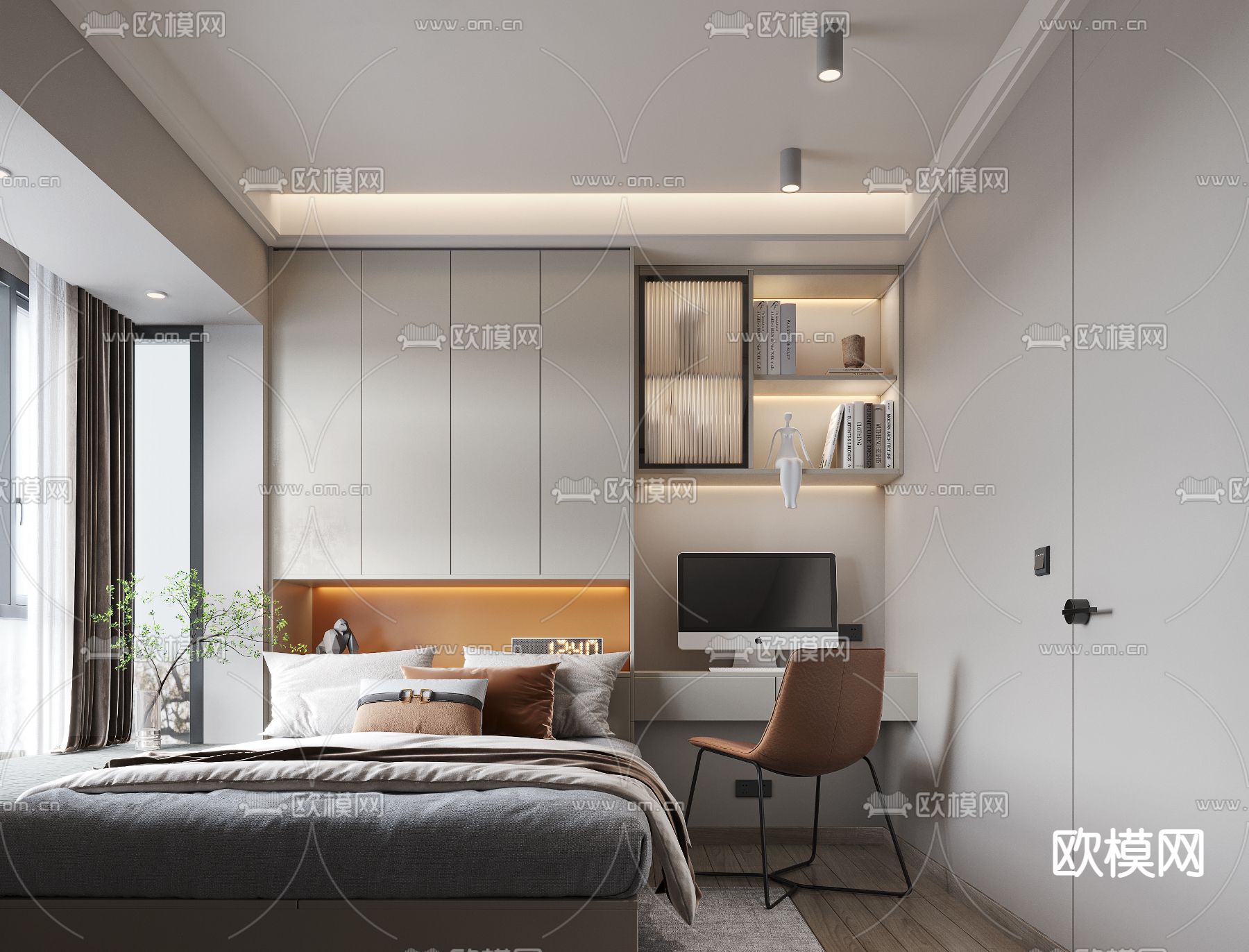 现代榻榻米卧室3d模型下载