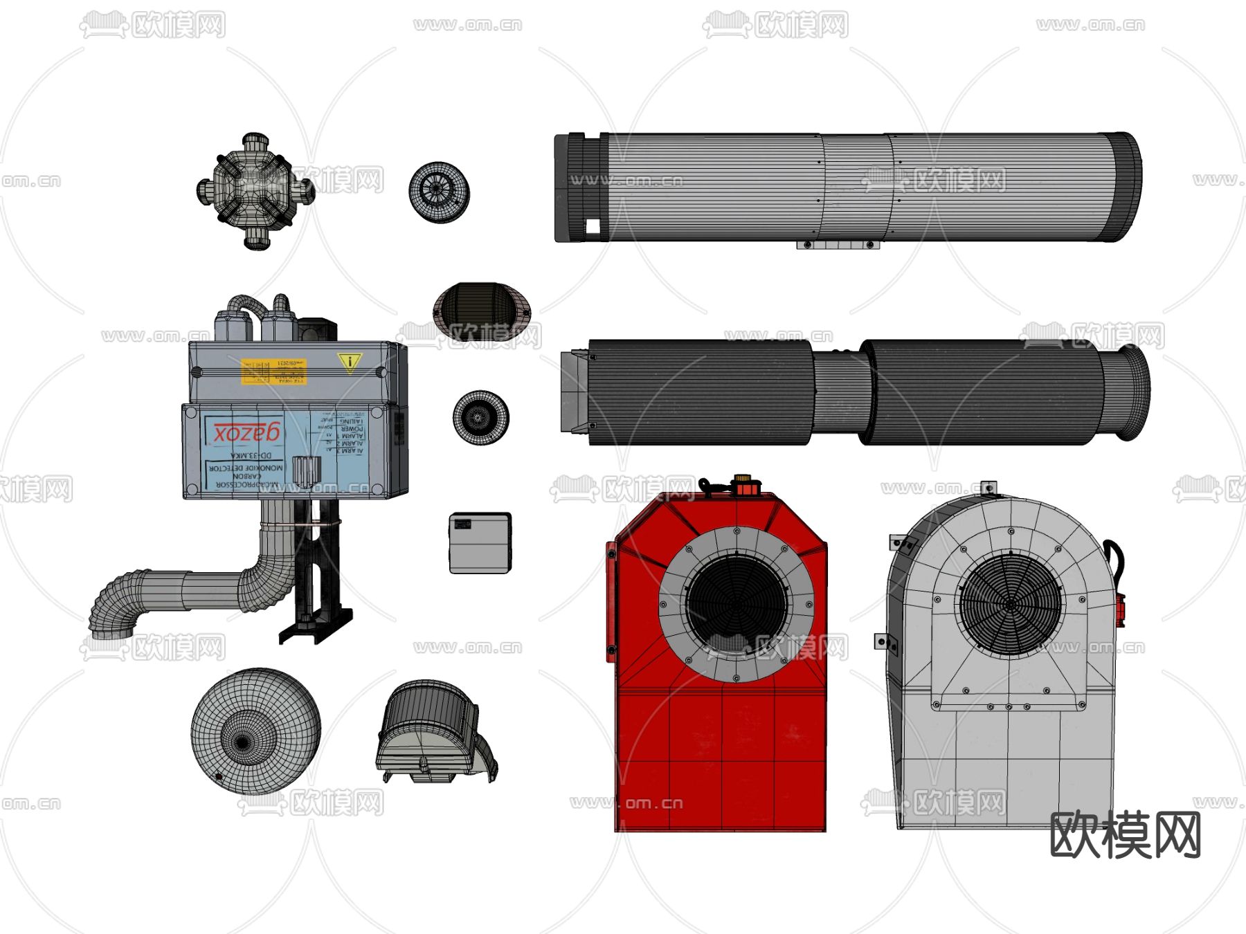 现代消防警报器su模型下载（渲染图2）