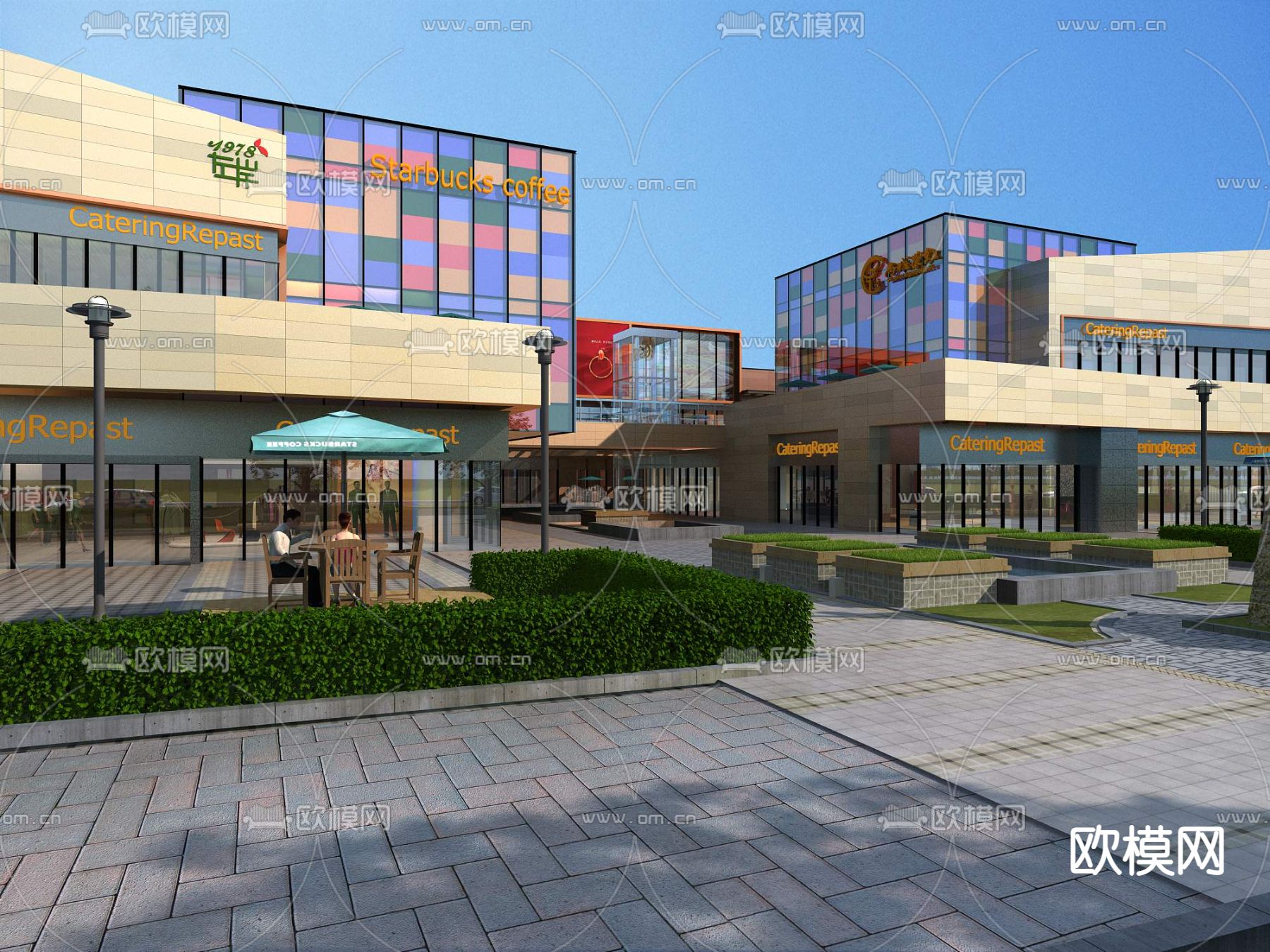 现代商业街su模型下载（渲染图5）