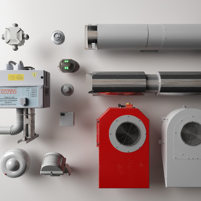  现代消防警报器su模型 