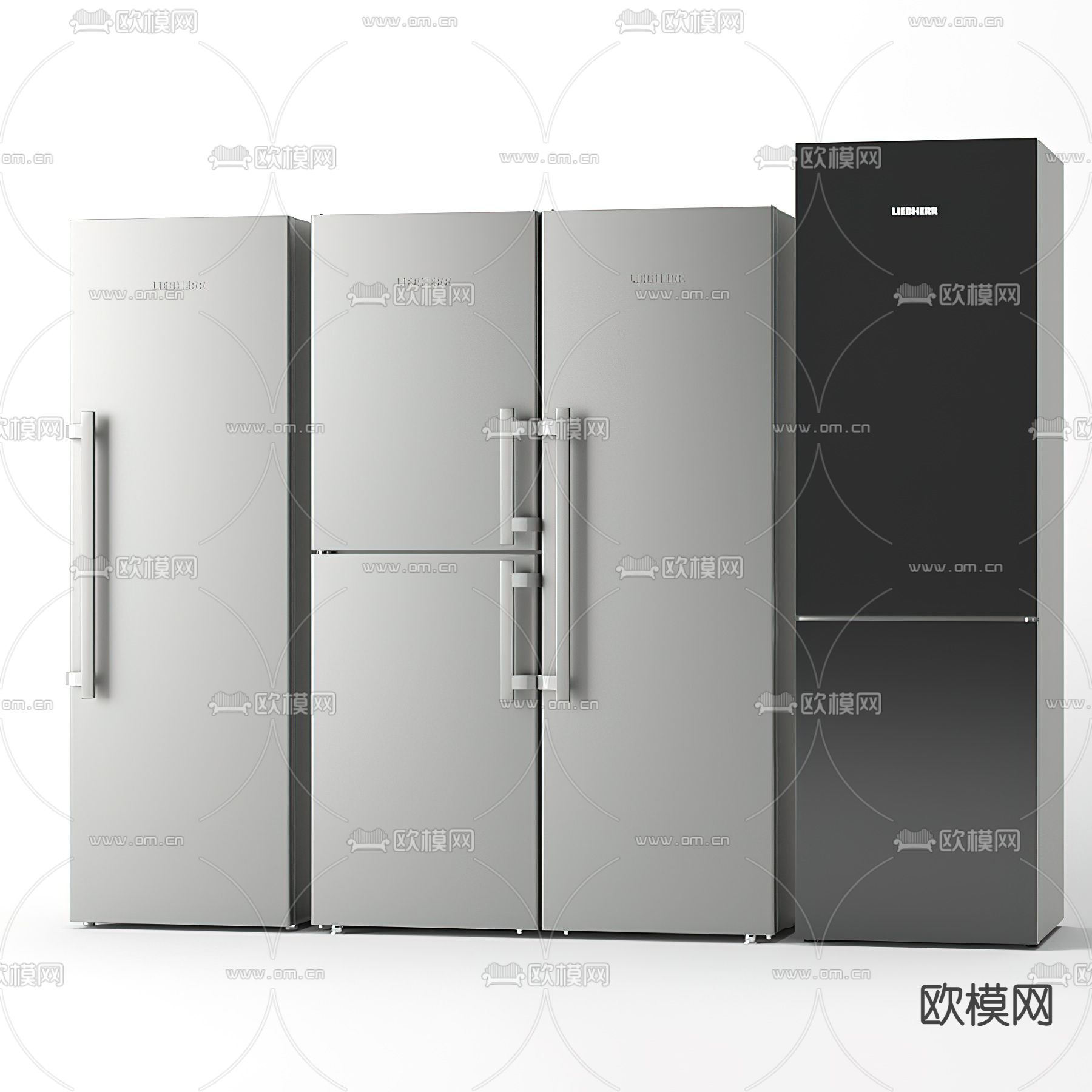 现代双开门冰箱3d模型下载