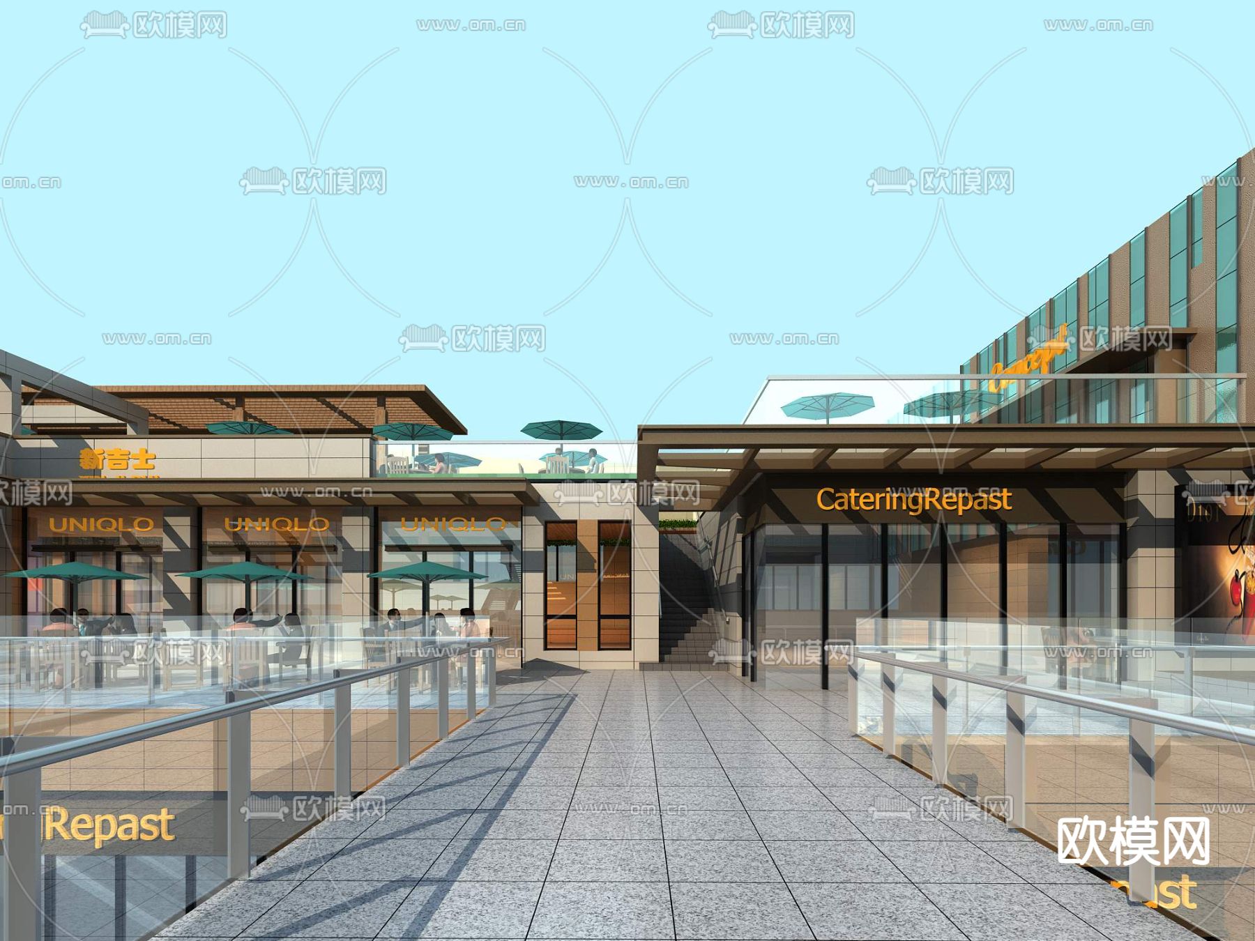 现代商业街su模型下载（渲染图6）