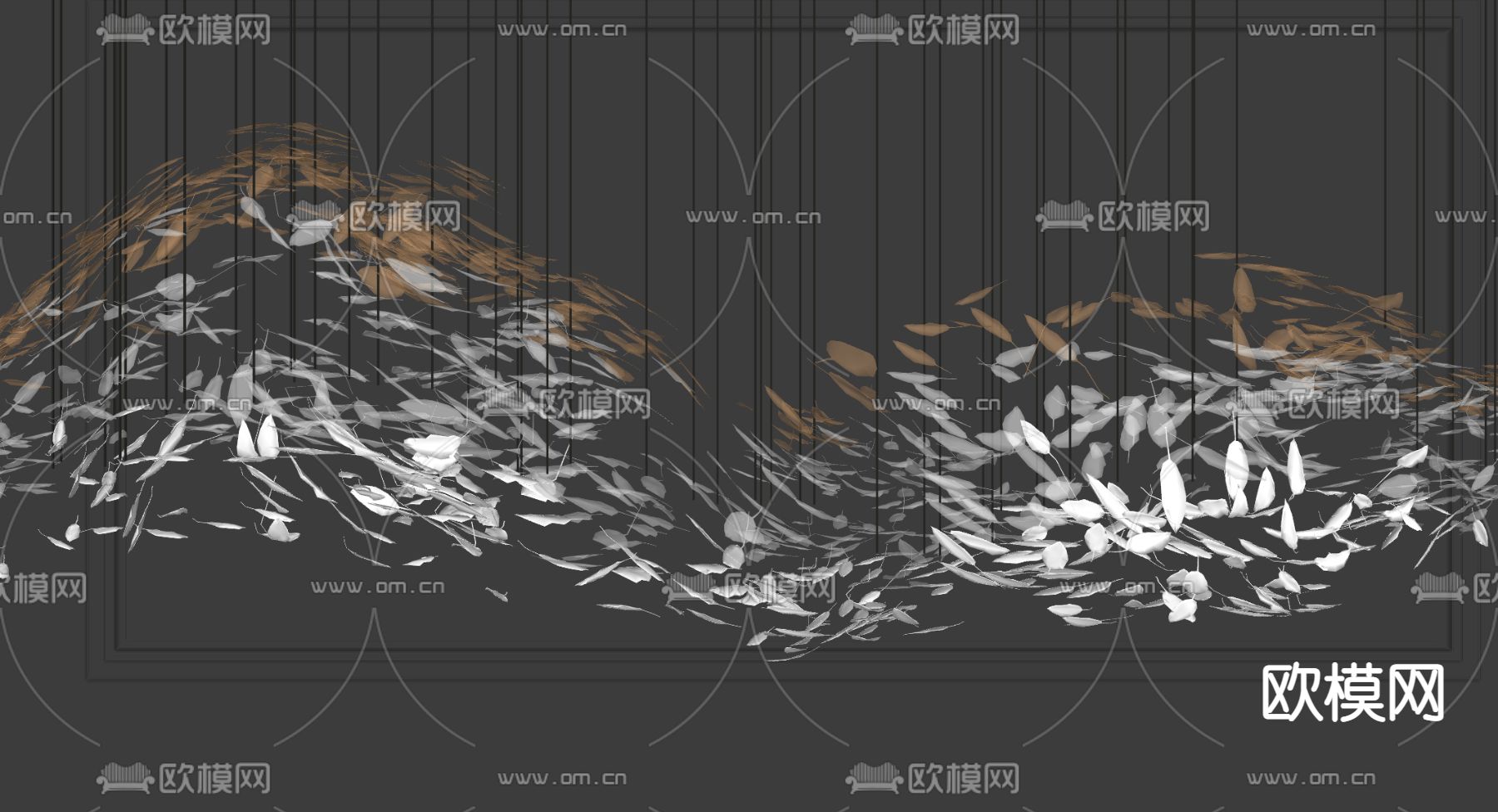 现代水晶羽毛装饰吊灯su模型下载（渲染图2）
