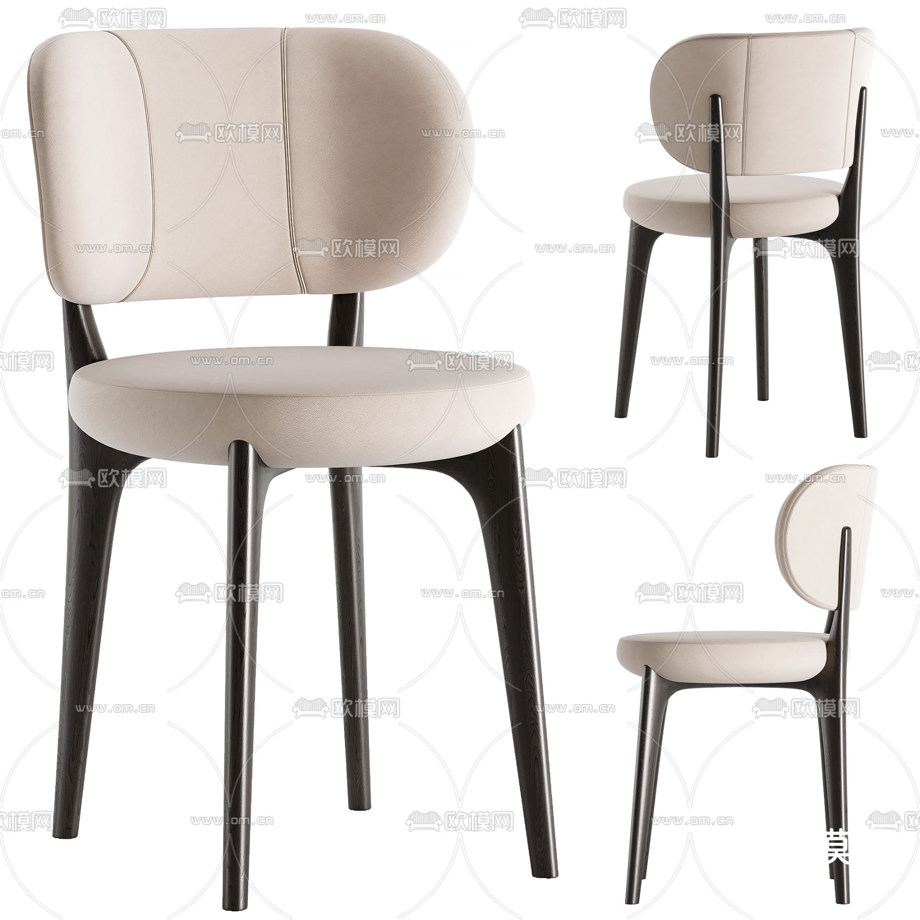 现代单椅餐椅3d模型下载（渲染图1）