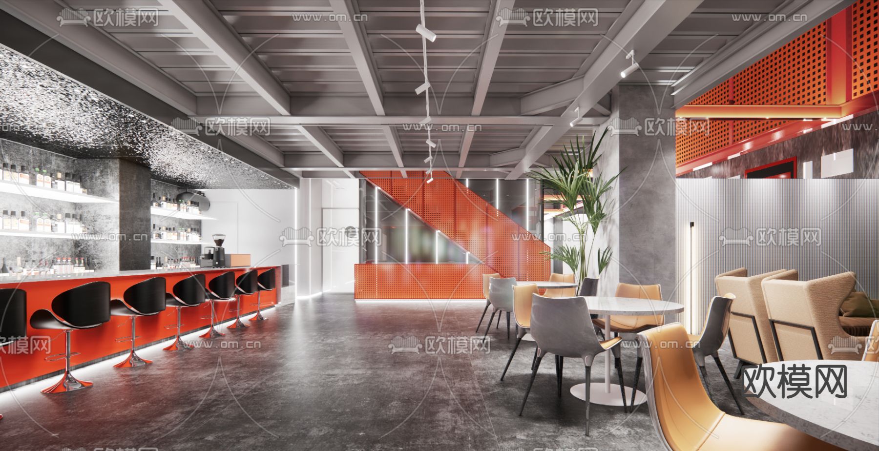 工业风酒吧su模型