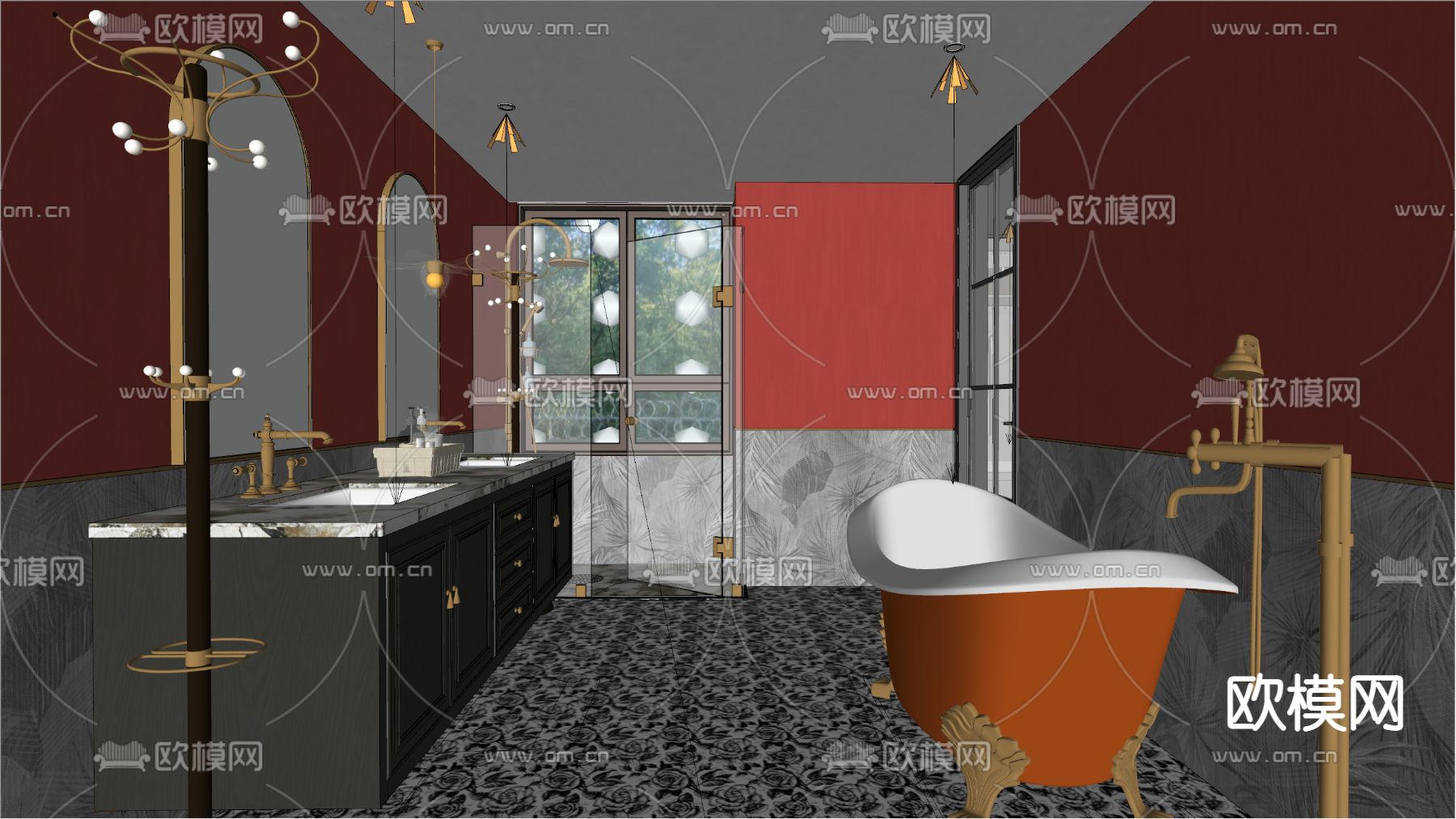 新古典复古风卫生间su模型
