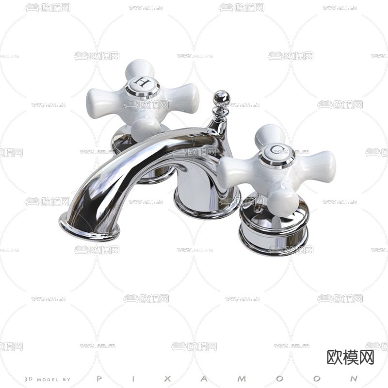 简欧不锈钢水龙头免费3d模型下载