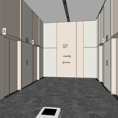  现代走廊过道su模型 