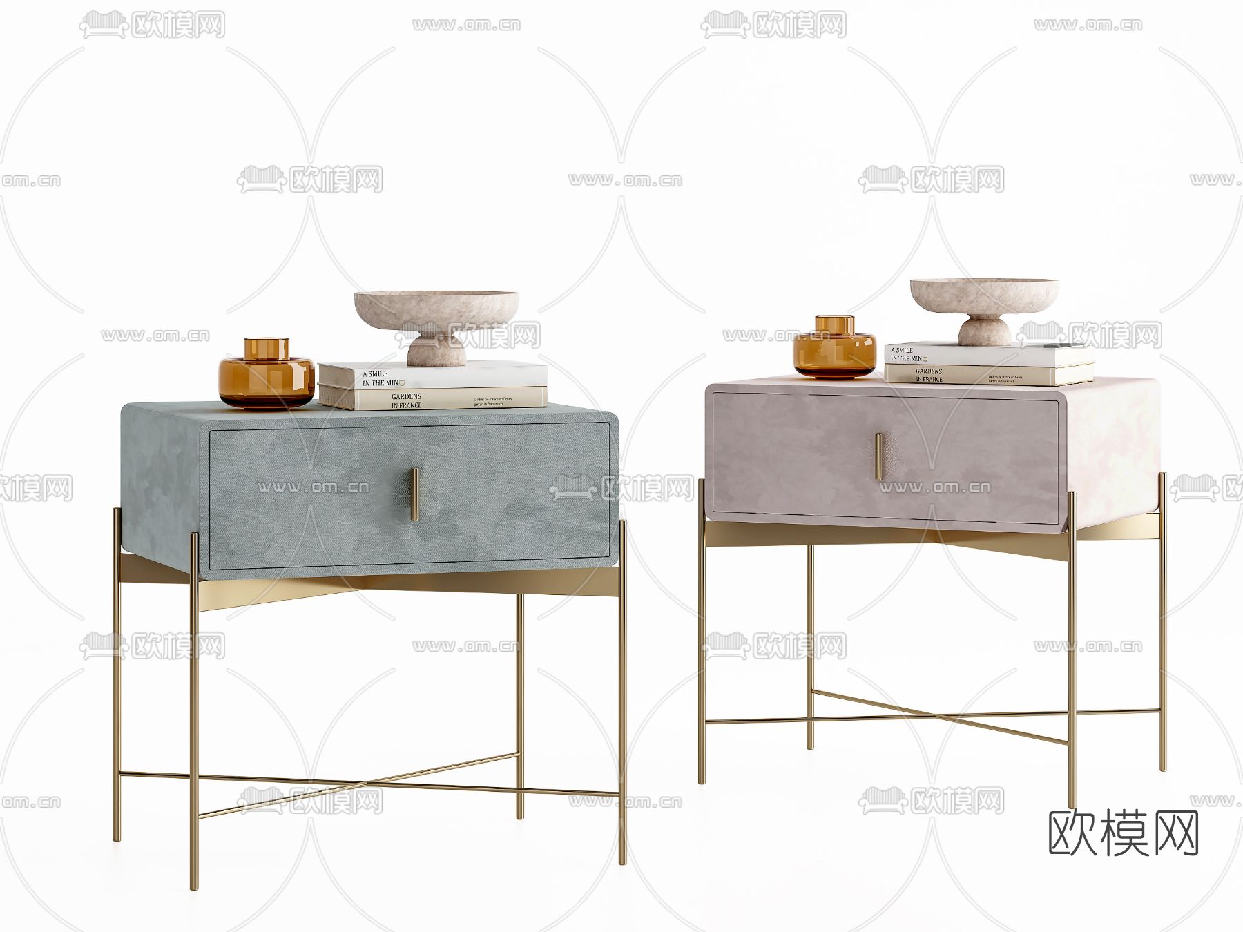 现代轻奢床头柜3d模型下载