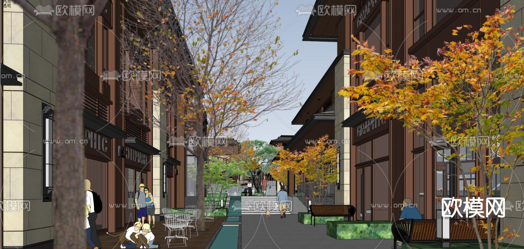 现代商业街su模型下载（渲染图7）