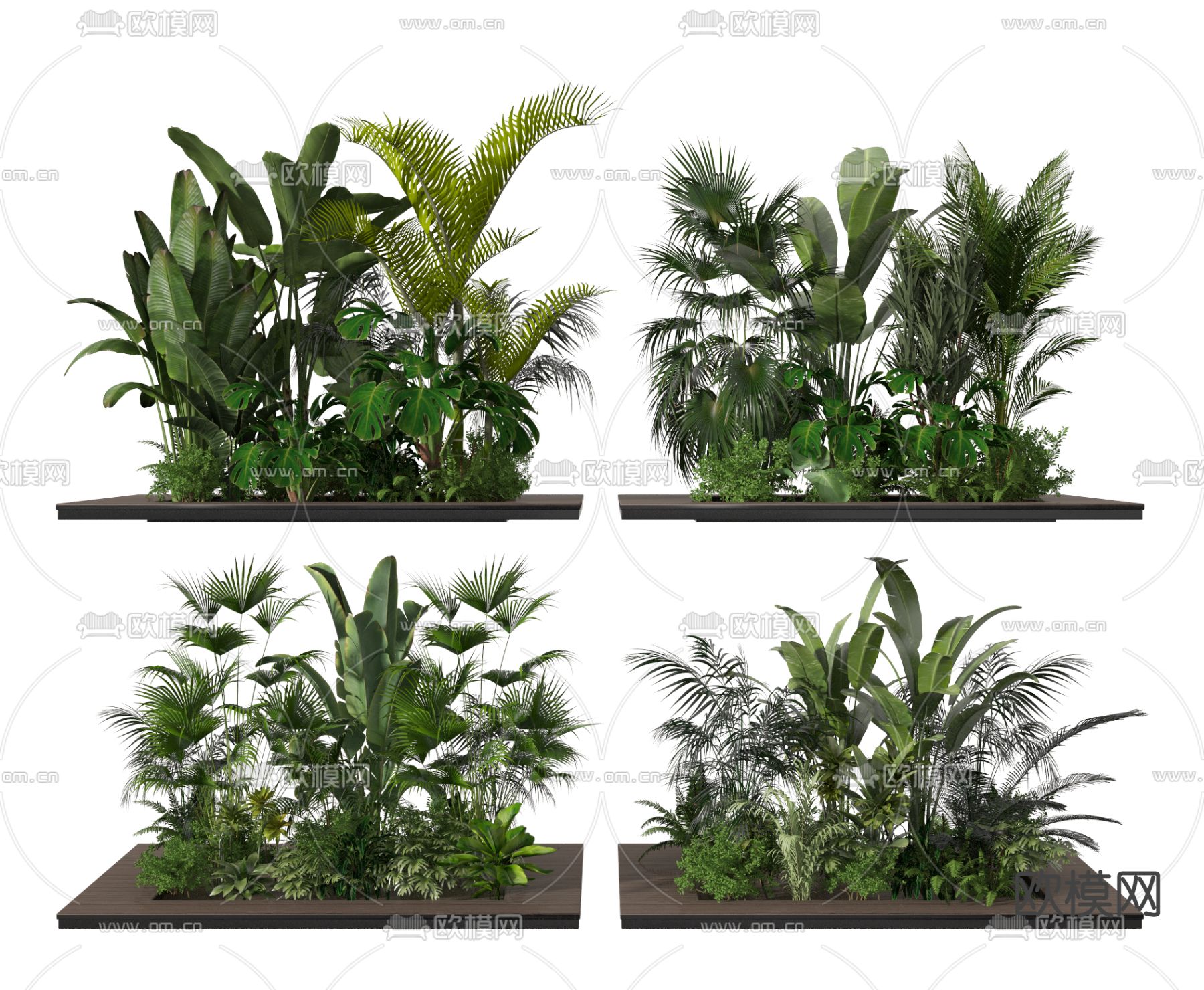 现代绿植堆盆栽3d模型下载_ID11939724_3dmax免费模型-欧模网