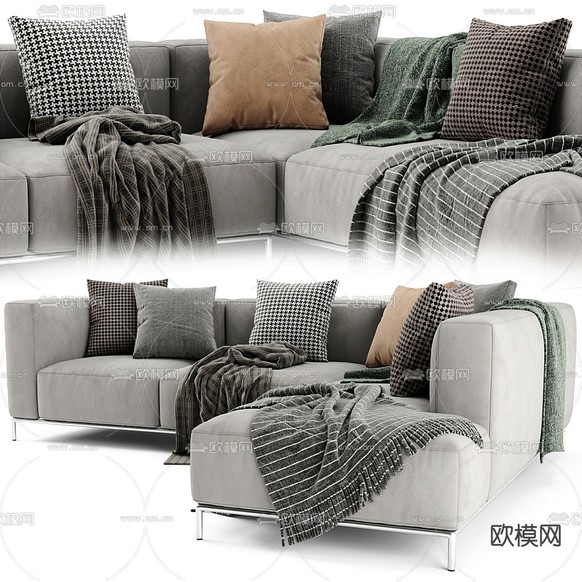 Cassina 布艺转角沙发3d模型下载(渲染图2)